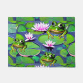 Lotus en Lily Pad Kikkers Deurmat (Voorkant)