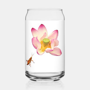 Lotus en sprinkhaan blikvorm glas