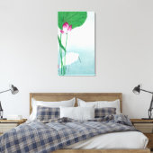 Lotus en witte reiger, Koson, Ukiyo-e Canvas Afdruk (Insitu (Slaapkamer))