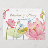 Lotus Faire-part de mariage et Dragon bleu (Devant / Derrière)