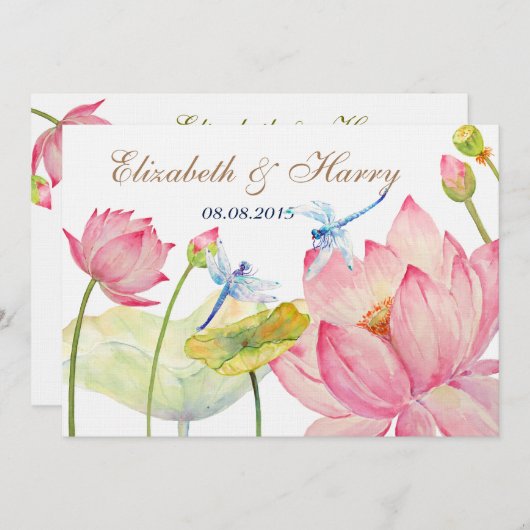 Lotus Faire-part de mariage et Dragon bleu (Devant / Derrière)