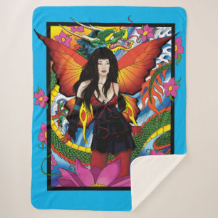 Lotus Fairy Chinese Waterdraak Sherpa Deken