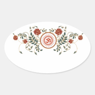 Lotus Fleur Logo OM Symbole Blanc Ovale Stickers
