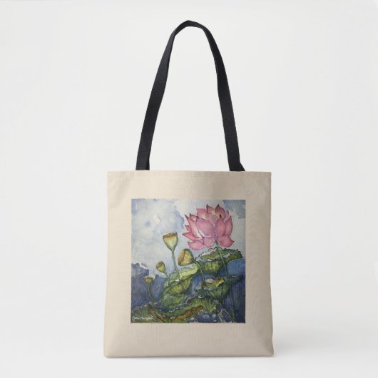 Lotus Floral Art Canvas tas (Voorkant)