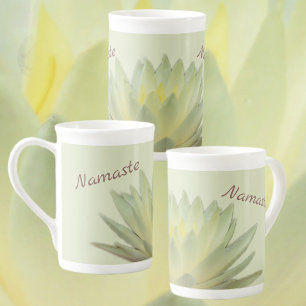 Lotus Floral Botanische Namaste Pastel Geel Groen Porselein Kop