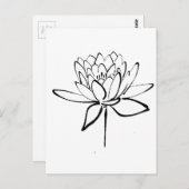Lotus Flower Black en White Ink Drawing Art Briefkaart (Voorkant / Achterkant)
