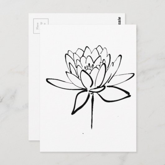 Lotus Flower Black en White Ink Drawing Art Briefkaart (Voorkant / Achterkant)