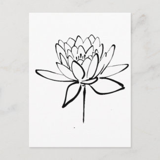 Lotus Flower Black en White Ink Drawing Art Briefkaart