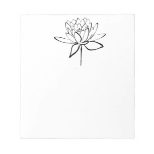 Lotus Flower Black en White Ink Drawing Art Notitieblok