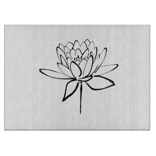 Lotus Flower Black en White Ink Drawing Art Snijplank (Voorkant)