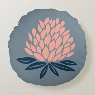 Lotus Flower Blue Roze Zen Rond Kussen