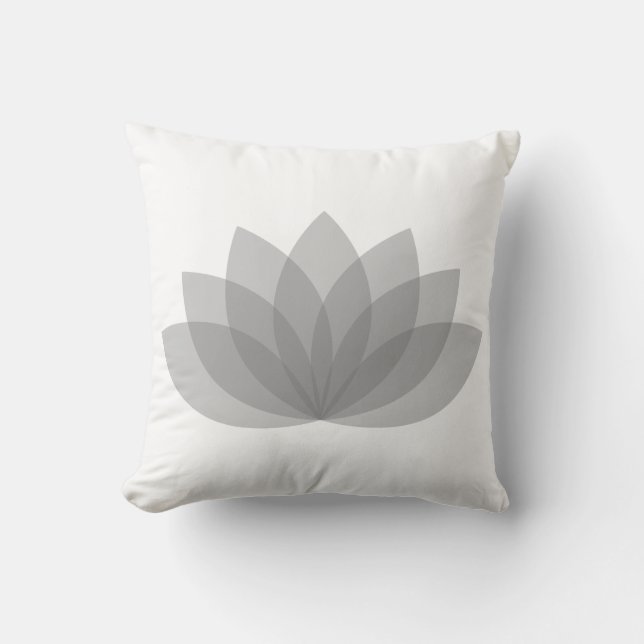 Lotus Flower Coussin en blanc et gris (Recto)