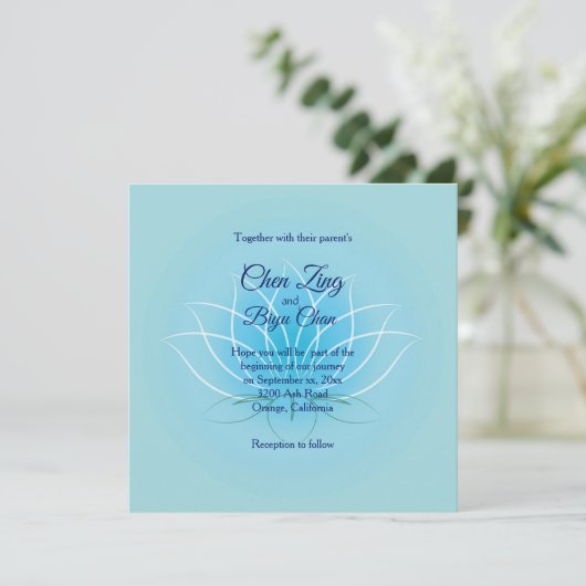 Lotus Flower Custom Wedding Invitation (Debout devant)