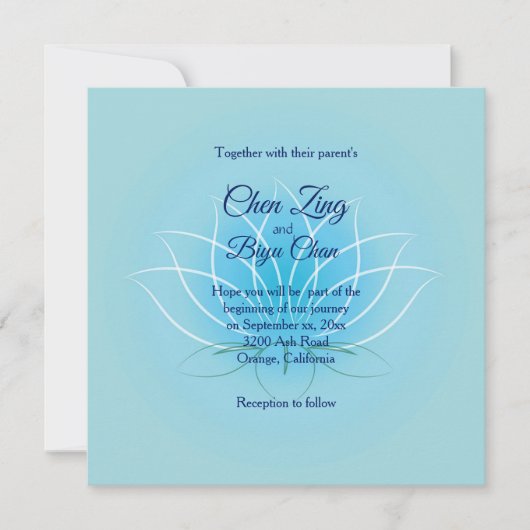 Lotus Flower Custom Wedding Invitation (Devant)
