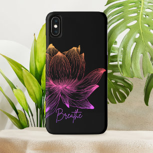Lotus Flower Design Yoga Meditation Lovers Black iPhone XS Max Hoesje