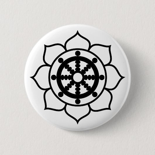 Lotus Flower Dharma Wheel Ronde Button 5,7 Cm (Voorkant)