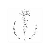 Lotus Flower Elegant Script Custom Name Library Ru Rubberstempel (Afrduk)