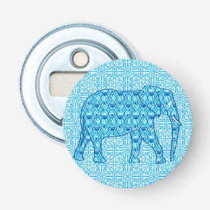 Lotus flower elephant - turquoise button flesopener