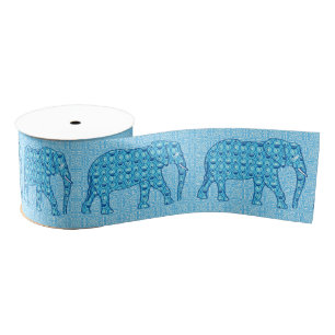 Lotus flower elephant - turquoise grosgrain lint