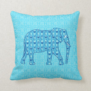 Lotus flower elephant - turquoise kussen