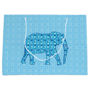 Lotus flower elephant - turquoise large cadeauzakje