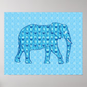 Lotus flower elephant - turquoise poster (Voorkant)