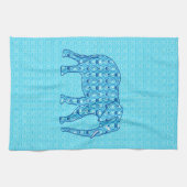 Lotus flower elephant - turquoise theedoek (Horizontaal)