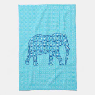 Lotus flower elephant - turquoise theedoek
