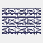 Lotus Flower Floral Stripe Pattern Inpakpapier Vel (Voorkant)