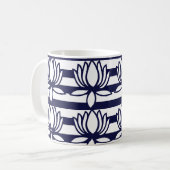 Lotus Flower Floral Stripe Pattern Koffiemok (Voorkant links)