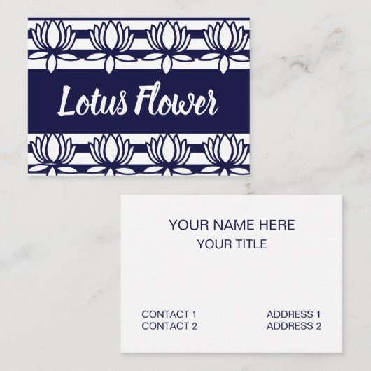 Lotus Flower Floral Stripe Pattern Visitekaartje (Voorkant / Achterkant)