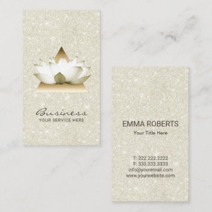 Lotus Flower Gold driehoek Elegant Ivory Glitter Visitekaartje
