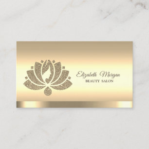 Lotus Flower Gold Glitter Beauty Salon Visitekaartje