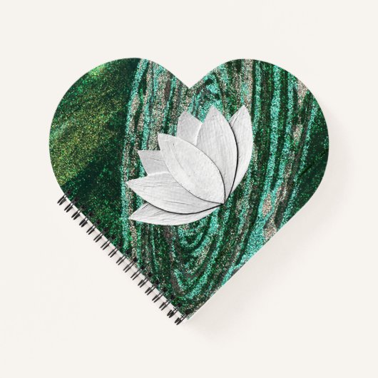 Lotus Flower Green Galaxy Carnet en forme de coeur (Devant)