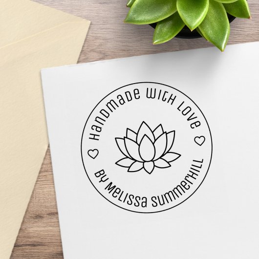 Lotus Flower Handmade with Love Rubberstempel