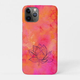 Lotus Flower Illustration Pink Ink Art Yoga iPhone 11 Pro Hoesje