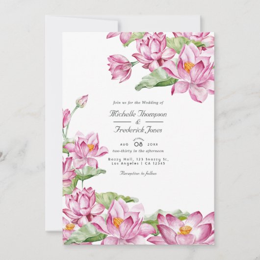 Lotus Flower Indian QR Code RSVP Weddenschap Kaart (Voorkant)