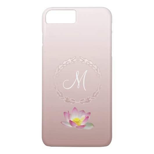 Lotus Flower Laurel Wreath Monogram Case-Mate iPhone Case (Achterkant)