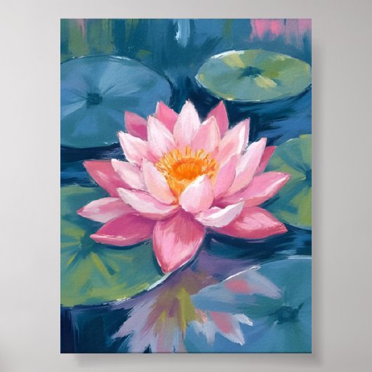 Lotus Flower Lily Pad Waterverf Poster (Voorkant)