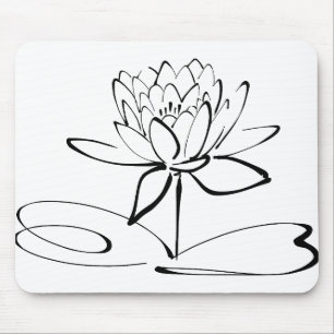 Lotus Flower Line Art Blossom Bloom Petal Muismat