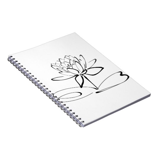 Lotus Flower Line Art Blossom Bloom Petal Notitieboek (Rechterzijde)