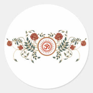 Lotus Flower Logo OM Symbool Blanco Ronde Stickers