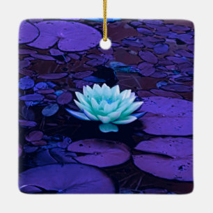 Lotus Flower Magical Paars Blue Turquoise Floral Keramisch Ornament