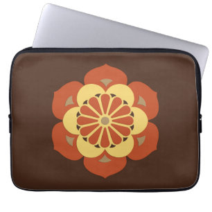 Lotus Flower Mandala, Brown, Rust and Yellow Laptop Sleeve