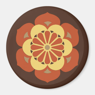 Lotus Flower Mandala, Brown, Rust and Yellow Magneet