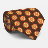 Lotus Flower Mandala, Brown, Rust and Yellow Neck Stropdas (Opgerold)