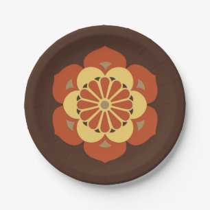 Lotus Flower Mandala, Brown, Rust and Yellow Papieren Bordje