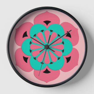 Lotus Flower Mandala, Coral Pink en Turquoise