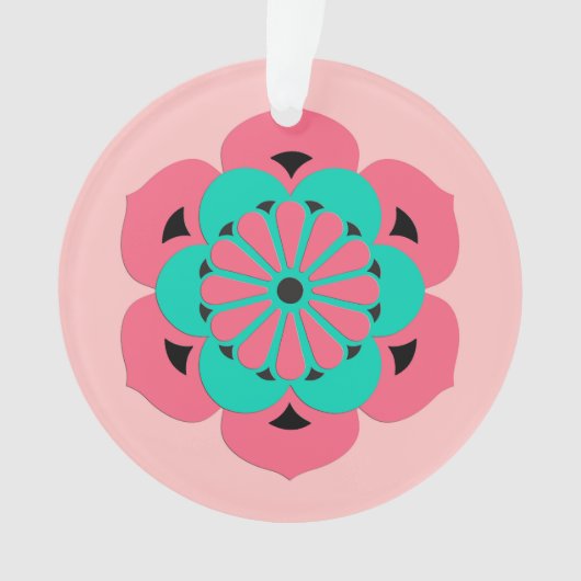 Lotus Flower Mandala, Coral rose et Turquoise (devant)