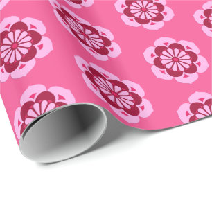 Lotus Flower Mandala, Fuchsia Pink en Burgundy Cadeaupapier